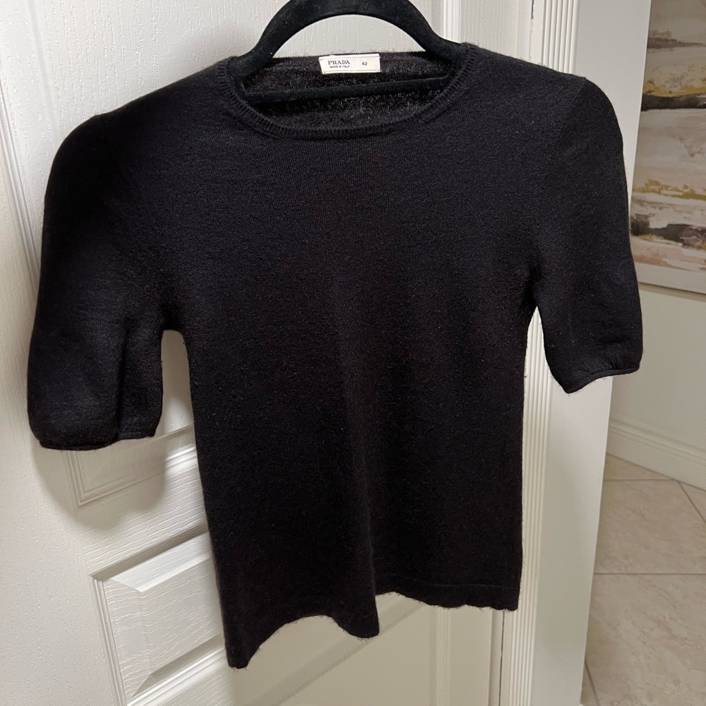 Prada Cashmere wool crew-neck short sleeve sweater